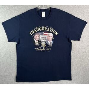 Gildan Men’s XL Trump Pence 2017 Inauguration T-Shirt Navy Graphic Tee